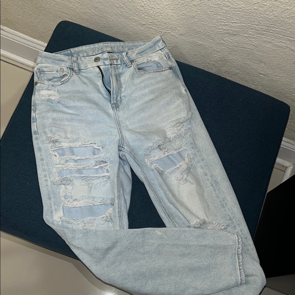 Light Blue Curvy Stretch Mom Jeans